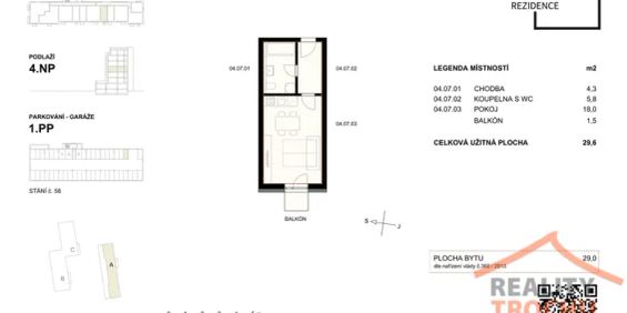 Pronájem nového bytu 1+kk – Rezidence Kristian - Fotografie 3