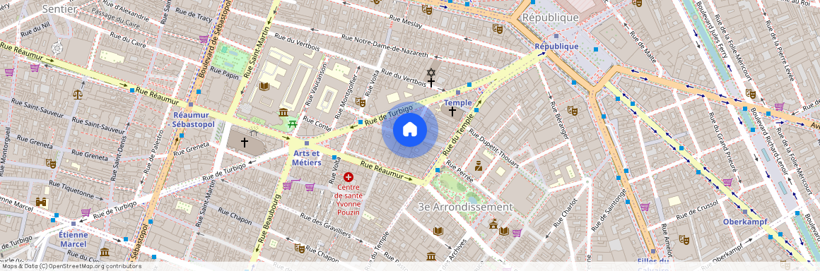 Rue des Fontaines du Temple entre rue de Turbigo et rue du Temple 75003 Paris (3e arrondissement)