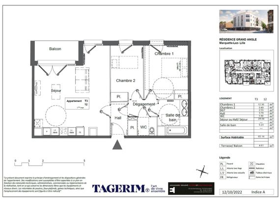 Location Appartement 3 pièces 65m² MARQUETTE LEZ LILLE 59520 - Photo 1