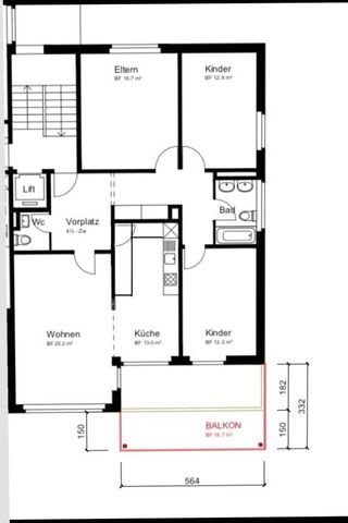 4.5 Zimmer, 105 m², 3. Stock - Foto 4