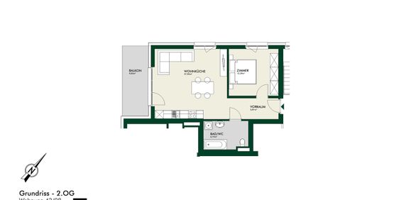 Erstbezug - Lichtdurchflutete 2-Zimmer-Wohnung im obersten Geschoss mit Balkon - Photo 2