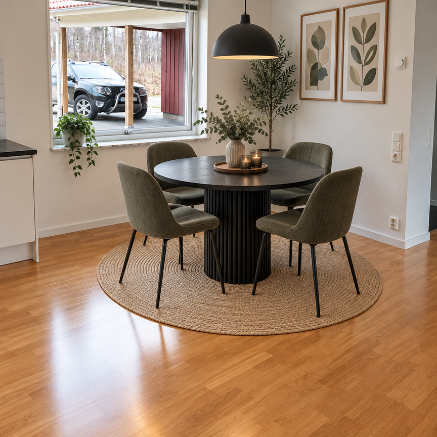 Välkommen till ett rymligt och välplanerat parhus i markplan. Här bor du bekvämt med egen ingång, carport och uteplats, ett lättskött boende med uppskattad radhuskänsla. - Foto 1