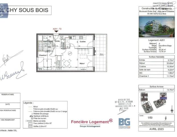 Appartement à louer 2 pièces 54.24m² - Photo 1