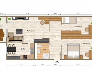 Wohnung, 3 Zimmer (69,07 m²) - Foto 1