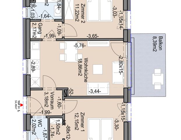 Geförderte Neubauwohnung mit Balkon im 1. Stock - Foto 1