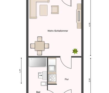 1 Raumwohnung mit Balkon und Dusche in der Altstadt für Studenten u... - Foto 4