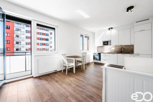 Pronájem zcela nového bytu 1+kk s balkonem a výhledem do přírody, Hlubočepy - Fotografie 1