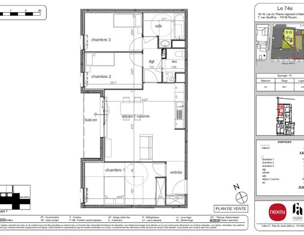 location Appartement T4 DE 73.9m² À ROUEN - Photo 1