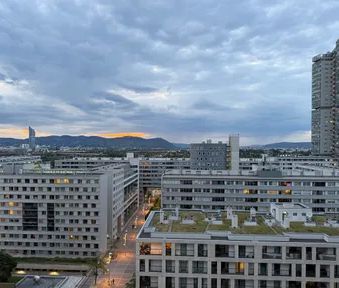 DC-LIVING: Moderne vollmöblierte 2-Zimmer-Wohnung mit Loggia mit Kahlenbergblick, sowie Fitness und Sauna im Haus. Direkt vor UNO-City | ab sofort - Photo 3