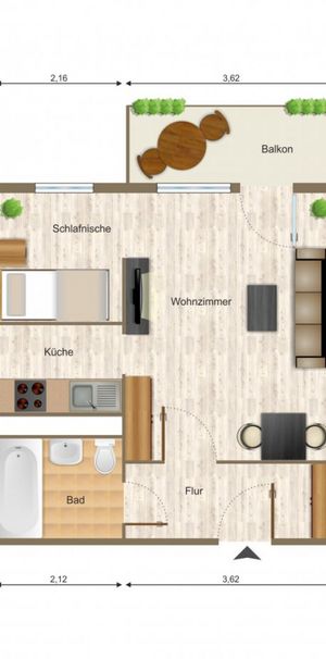 Wohnung, 1 Zimmer (35,12 m²) - Foto 1