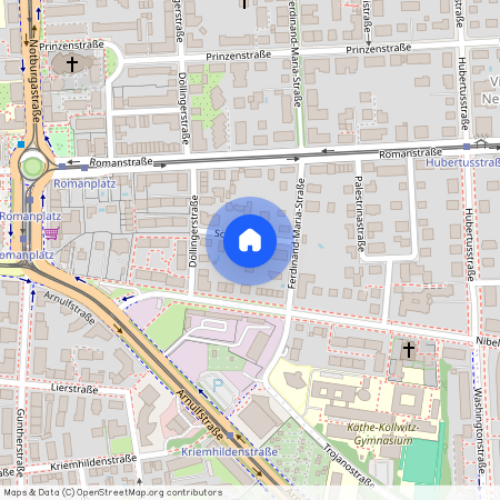 Scherrstraße, 80639 München Nymphenburg ca. 5, 1 km west of Munich-center