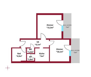 Traumhafte 2-Zimmer Wohnung mit 2 Balkonen mit Blick über Mödling -... - Foto 3
