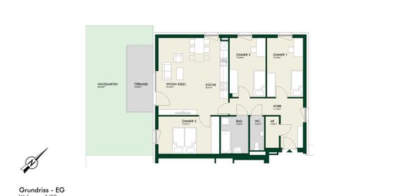 Erstbezug - Sonnige 4-Zimmer-Wohnung im Erdgeschoss mit Terrasse und Privatgarten - Photo 2