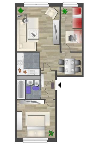 3-Raum-Wohnung nahe Stadtpark - Foto 5