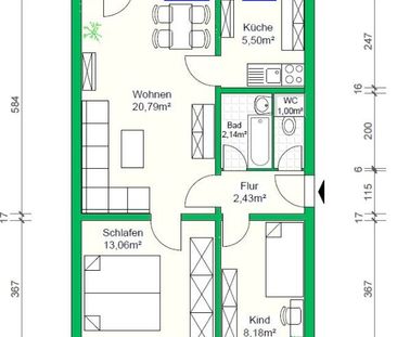 3 Zimmer im 4. Obergeschoss in Lankow - Foto 1