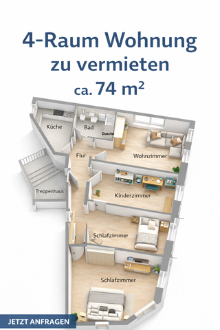 ✅Zu vermieten – 4-Raum-Wohnung im EG mit Einbauküche | WG-geeignet | Erdgeschoss - Photo 5