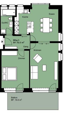 2.5 Zimmer, 82 m², 1. Stock - Photo 4