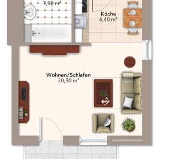 Kompakt, hell, gut geschnitten – 1-Zimmer-Wohnung mit EBK - Photo 3