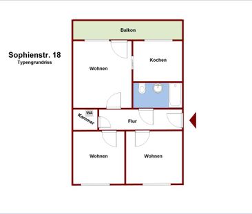 Sanierte 3 Raum-Wohnung mit Balkon und Badewanne - Photo 4