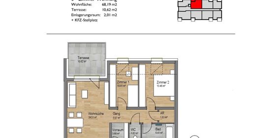 Dachgeschosswohnung mit Terrasse und Lift - Foto 3