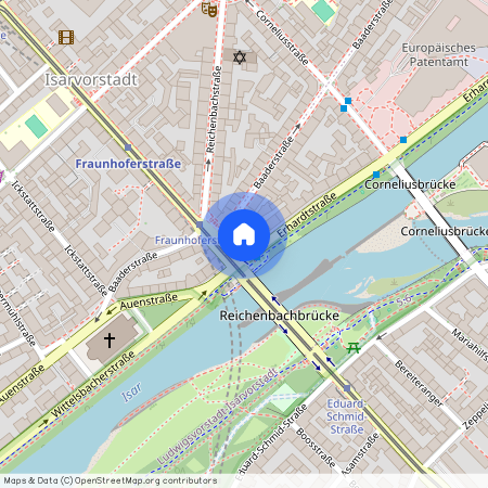 Erhardtstraße, 80469 München Gärtnerplatzviertel ca. 1, 1 km south of Munich-center