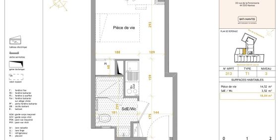 Location Appartement 1 pièce Meublé 18m² NANTES 44300 - Photo 3