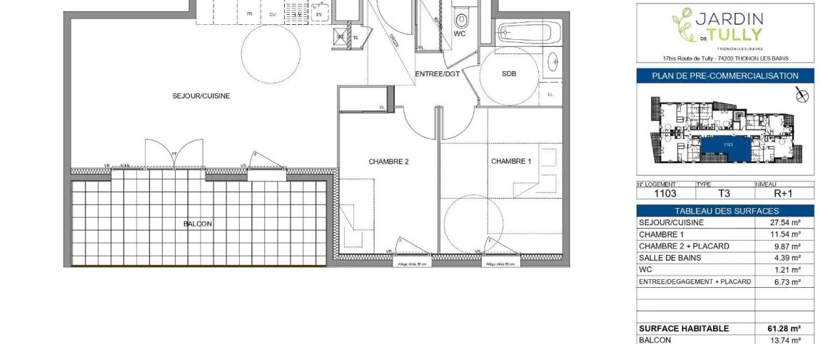 Appartement à louer 3 pièces 61.28m² - Photo 1