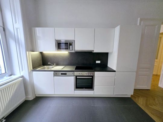 Eleganz trifft Moderne: Altbauwohnung 3 Zimmer + Wohnküche, 2 Bäder, Stuckdecken und Frischgrätparkett in der Porzellangasse - Photo 1