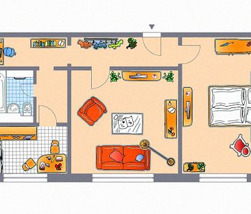 Große 2-Raum-Wohnung mit Einbauküche - Foto 5