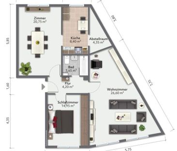 Grundrissänderung zur offenen Wohnküche möglich! Toller Grundriss m... - Foto 1