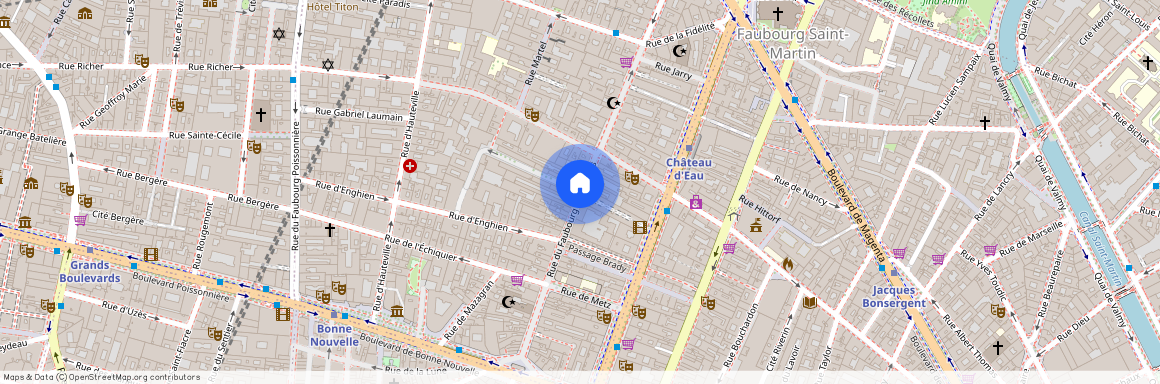 rue d`Enghien entre cour des petites Ecuries et rue du Fauboug St Denis 75010 Paris (10e arrondissement)