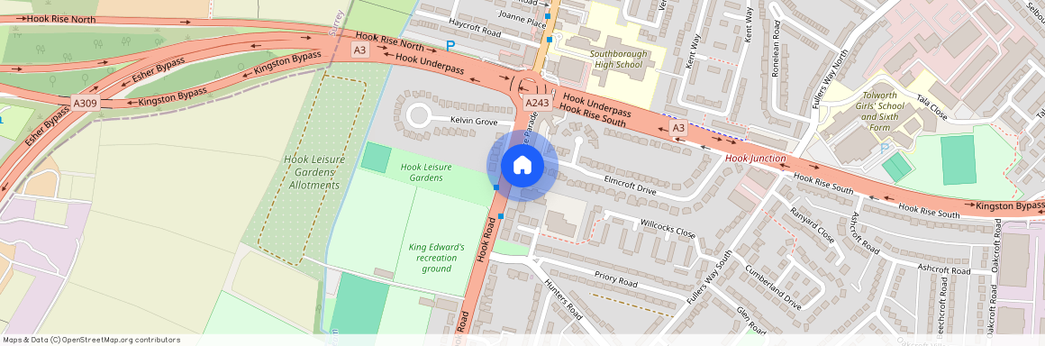 Hook Road, Chessington, Surrey. KT9