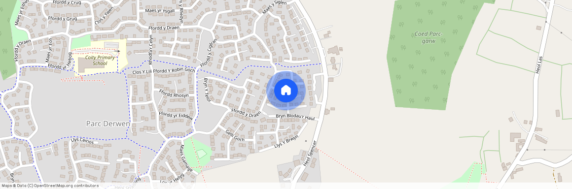 Gerddi'r Briallu, Coity, CF35