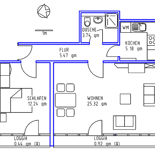 2 Zimmer, Küche, Dusche, 2 Loggien, Aufzug, (Tief)garage/Stellplatz, 8. Ebene - Photo 1