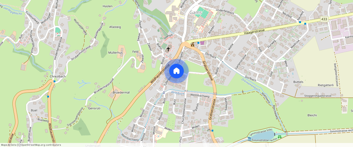 Churzbreitenstrasse **, 9473 Gams, Lageplan