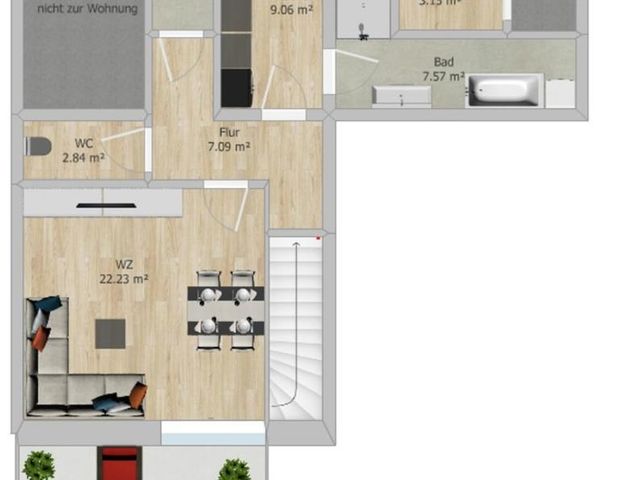 Wohnen auf 2 Ebenen - Schicke 2-Raum-Wohnung mit Terrasse - Foto 1