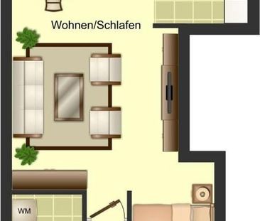 Helle 1-Zimmer-Wohnung in Wuppertal Elberfeld Mit Pantyküche - Foto 1