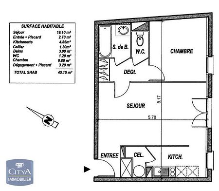 Location appartement 2 pièces de 45.15m² - Photo 5