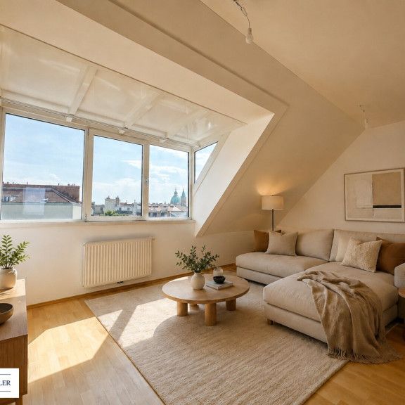 Hell, klimatisiert, großzügig - 2-Zimmer-Dachgeschosstraum in ruhiger Seitenstraße des 10. Bezirks - mit allgemeiner Dachterrasse - Foto 1
