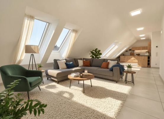 Traumhafte Dachgeschosswohnung – Erstbezug in hochwertig gebautem Wohnhaus - Klimaanlage - Moderne Küche - Gemeinschaftsgarten - Photo 1