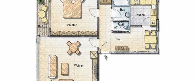 Ein tolles Wohngefühl: interessante 2-Zimmer-Wohnung mit Balkon - Foto 1