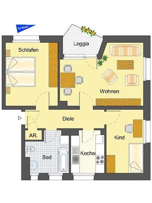 Helle 3 Zimmer Wohnung mit sonnigem Balkon in der Südstraße - Photo 1
