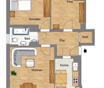 3-Zimmerwohnung mit Balkon in Burg - Foto 1