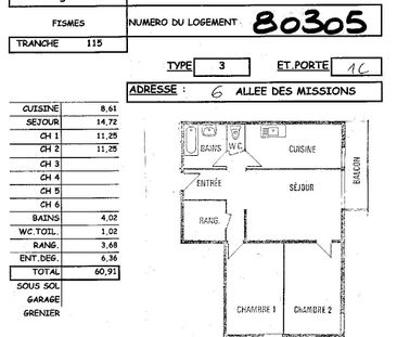 Location appartement T3 60.91m² à Fismes (51170) Loyer CC * : 474.75 € Réf : ER.80305 - Photo 1