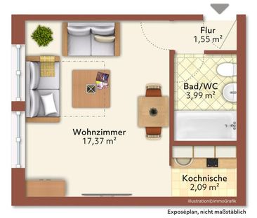 Modernes, voll möbliertes 1-Zimmer-Appartement in Nürnberg-Rosenau! - Foto 1