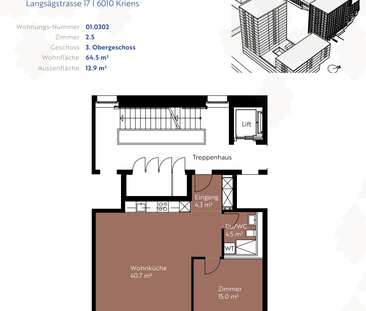 2 ½ Zimmer-Wohnung in Kriens mieten - Photo 4