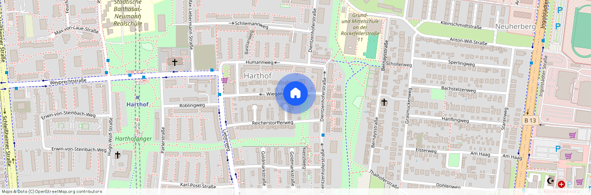 Wiegandweg, 80937 München Milbertshofen ca. 7, 3 km north of Munich-center