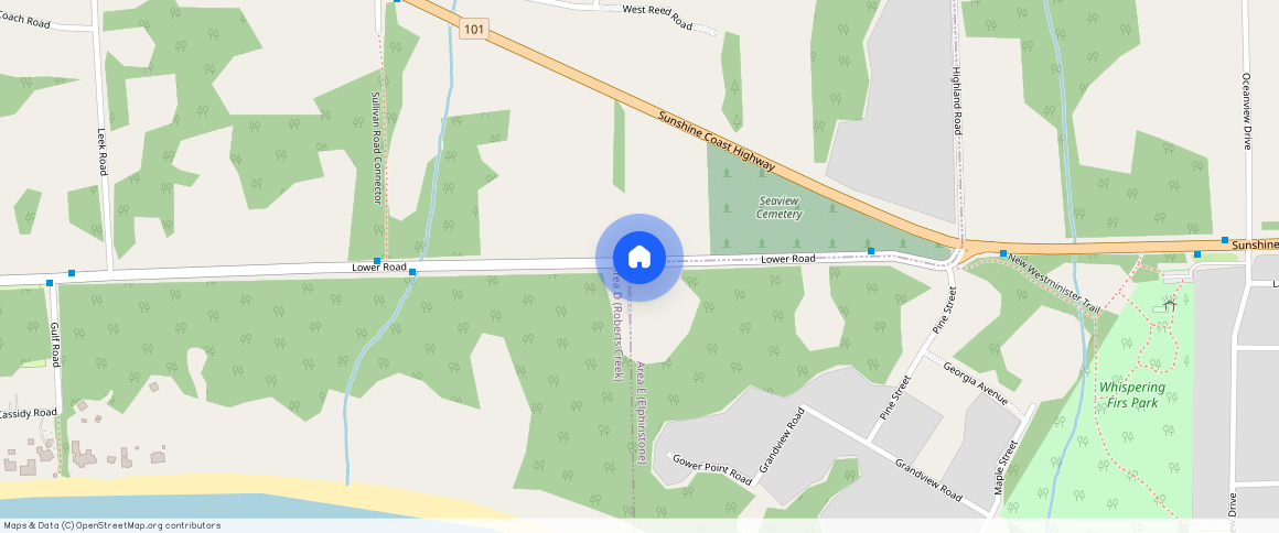 google map, Area D (Roberts Creek), Area D (Roberts Creek), Sunshine Coast, V0N 2W6