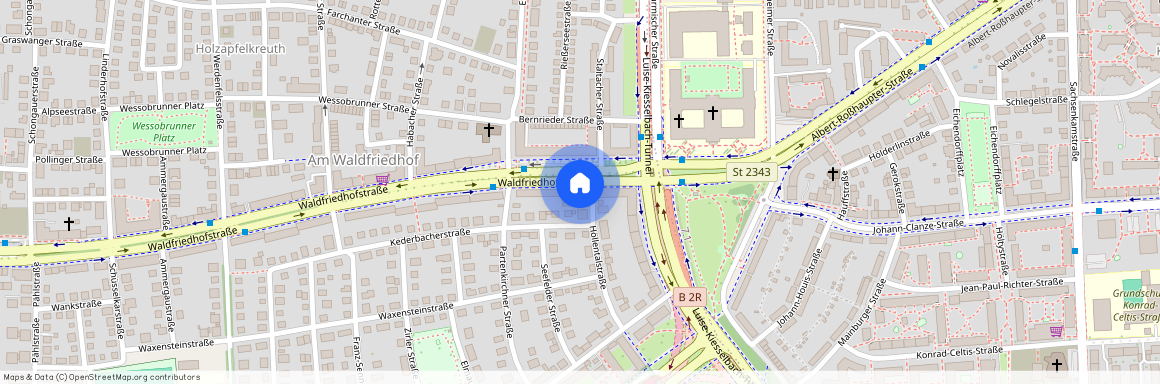 Waldfriedhofstraße, 81377 München Sendling ca. 5, 6 km south-west of Munich-center