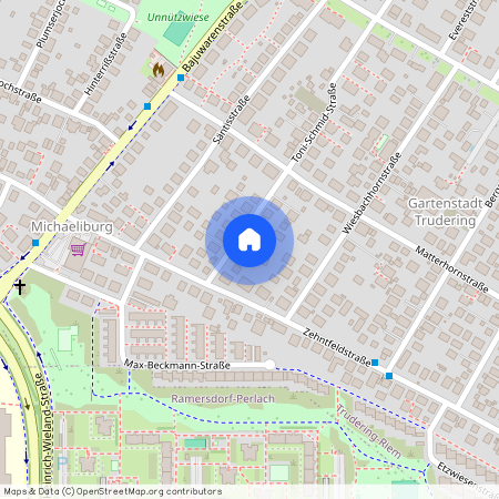 Toni-Schmid-Straße, 81825 München Trudering ca. 6, 2 km south-east of Munich-center